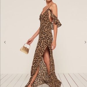 Reformation Ferrara dresses, leopard print maxi, womens